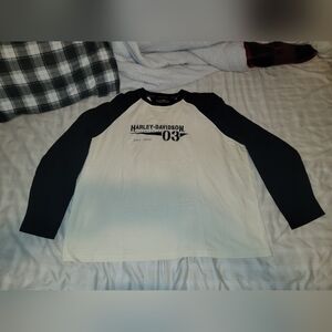 Harley-Davidson Black and White Long Sleeve Shirt 3XL